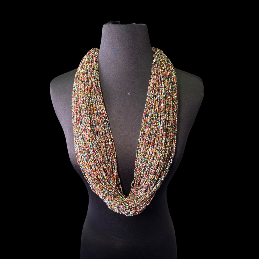 Ultra-Layered Multistrand Seed Bead Statement Necklace - Picture 1 of 6
